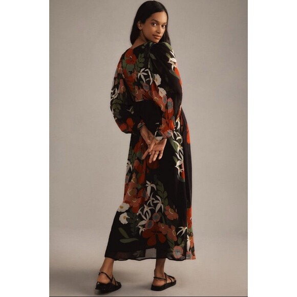 Farm Rio Long-Sleeve V-Neck Floral Maxi Dress M - Picture 10 of 10